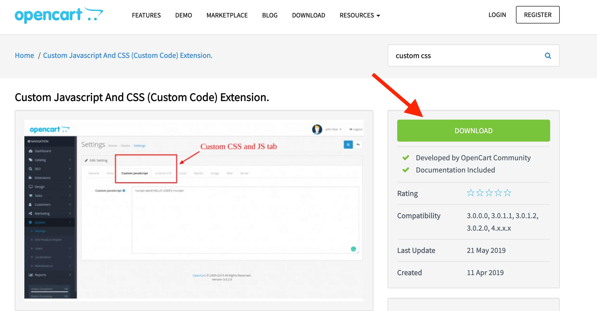 Download Extension OpenCart